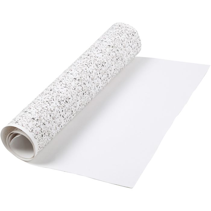 Papier imitation cuir, L : 49,5 cm, film,imprimé, 350 gr, blanc, 1 m/ 1 rouleau