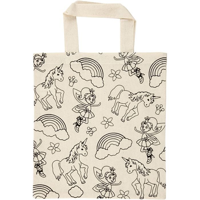Sac fourre-tout, licorne, dim. 27,5x30 cm, 135 gr, naturel clair, 1 pièce