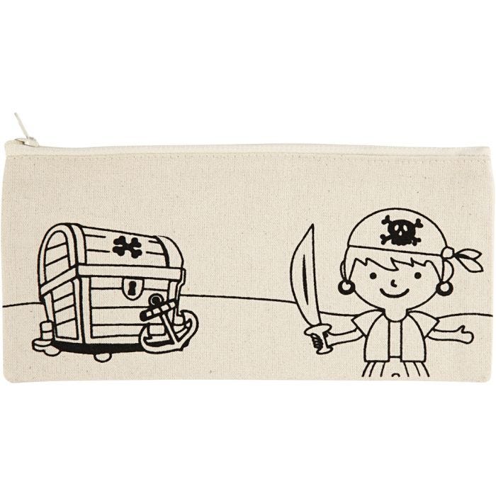 Trousse, pirate, dim. 21x9 cm, 245 gr, naturel clair, 1 pièce