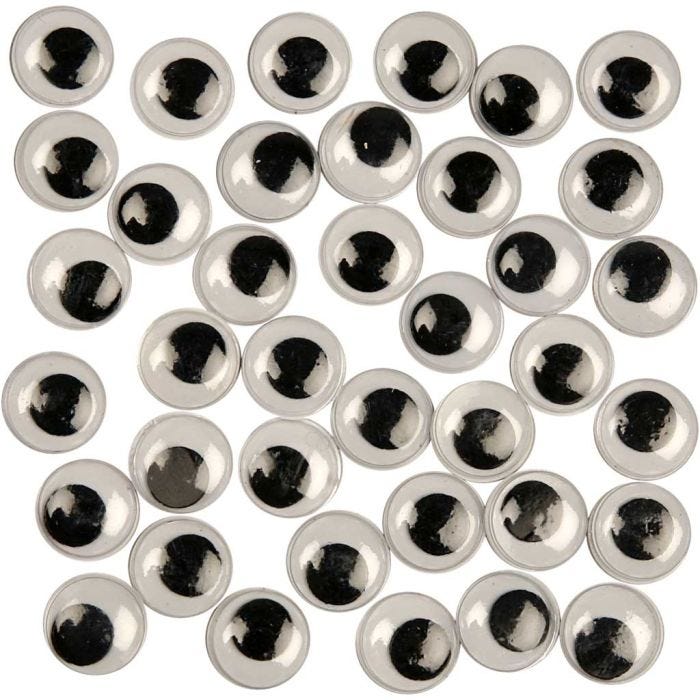 Yeux Mobiles, Non autocollants, d 12 mm, 1000 pièces/ 1 Pq.