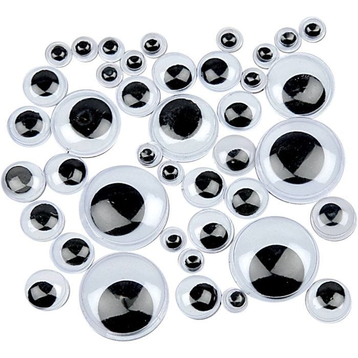 Yeux Mobiles, Non autocollants, d 4-20 mm, 1100ass./ 1 Pq.