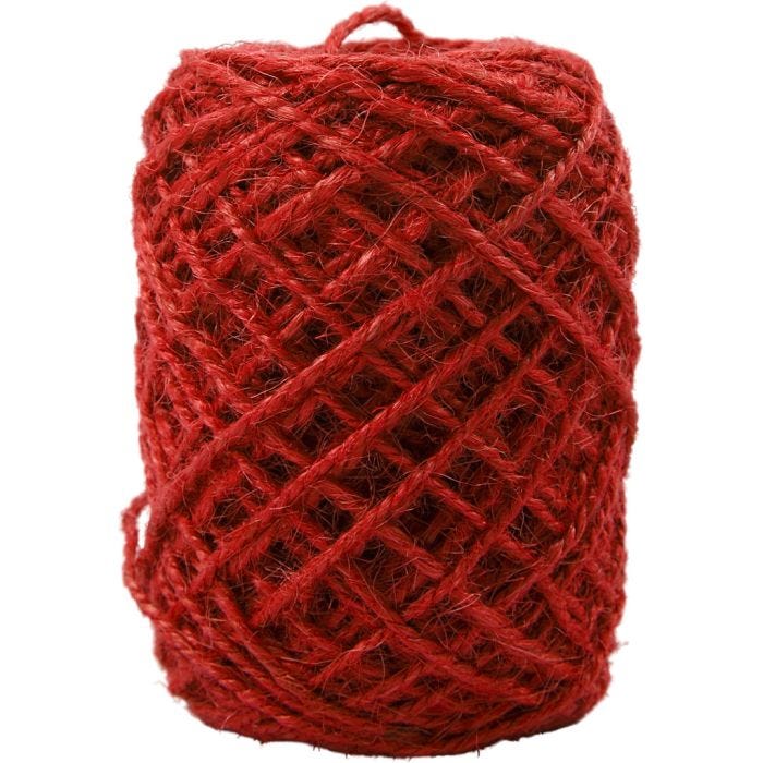 Chanvre naturel, 1-2 mm, rouge, 150m/ 1 rouleau