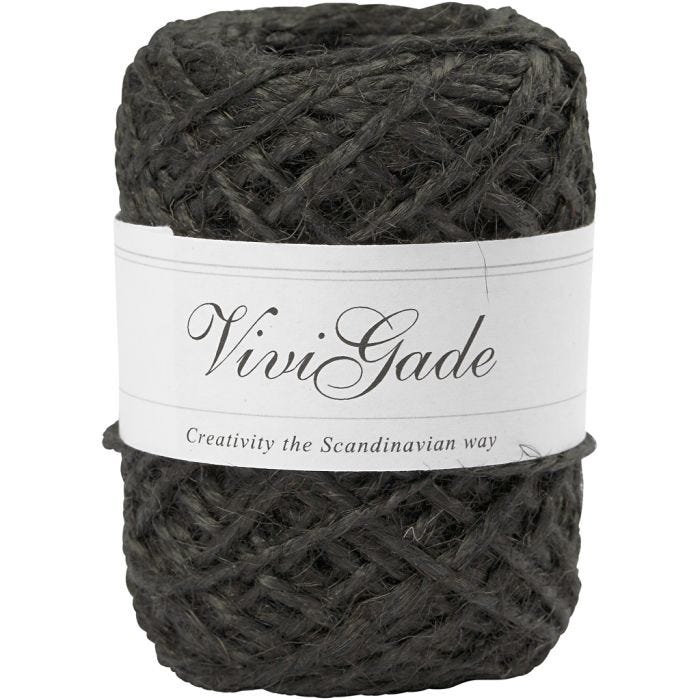 Chanvre naturel, 1-2 mm, noir, 30m/ 1 rouleau