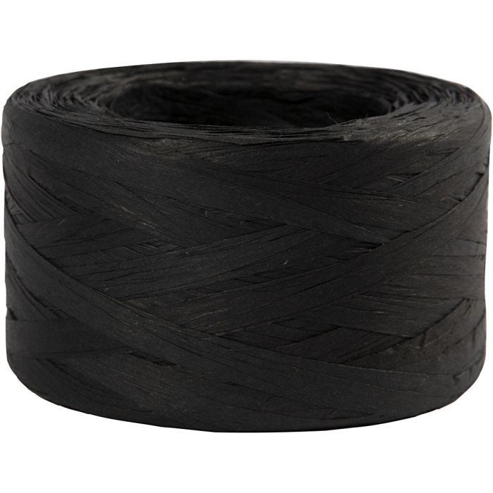 Fil de Raphia, L : 7-8 mm, noir, 100 m/ 1 rouleau