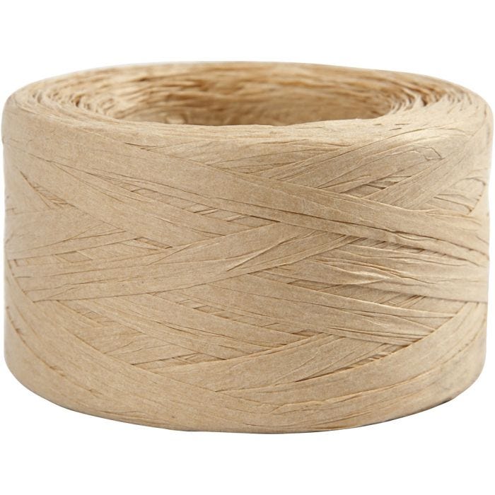 Fil de Raphia, L : 7-8 mm, sable, 100 m/ 1 rouleau