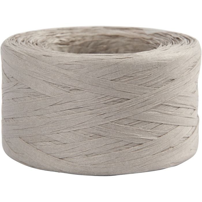 Fil de Raphia, L : 7-8 mm, gris clair, 100 m/ 1 rouleau