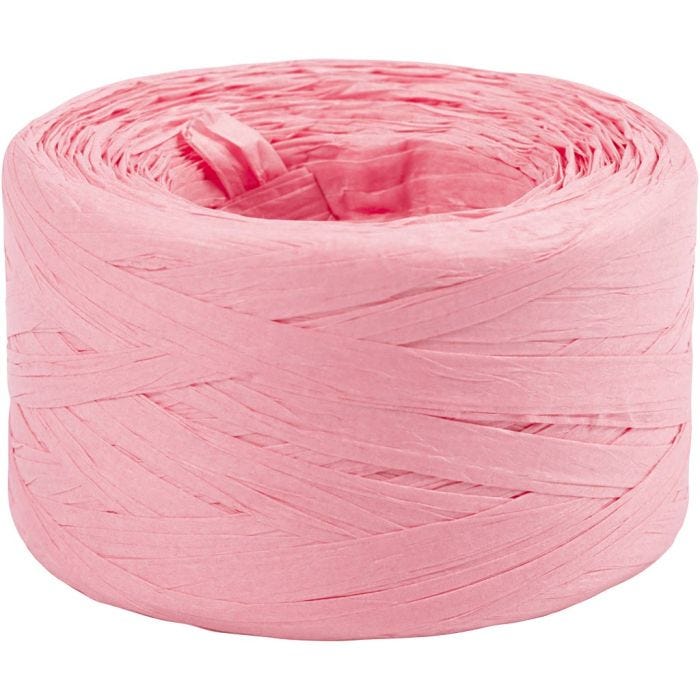 Fil de Raphia, L : 7-8 mm, rose clair, 100 m/ 1 rouleau