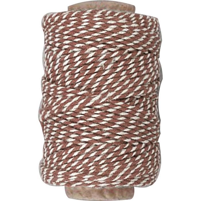 Ficelle de coton, 1,1 mm, brun/blanc, 50m/ 1 rouleau