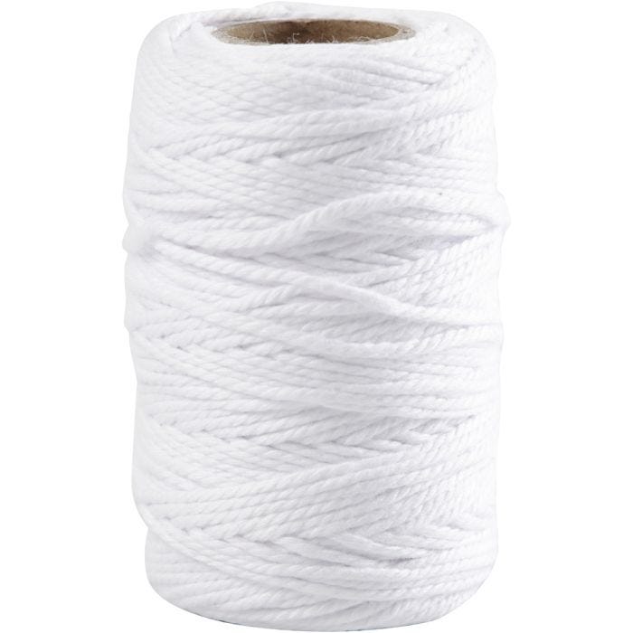 Ficelle de coton, 1,1 mm, blanc, 50m/ 1 rouleau