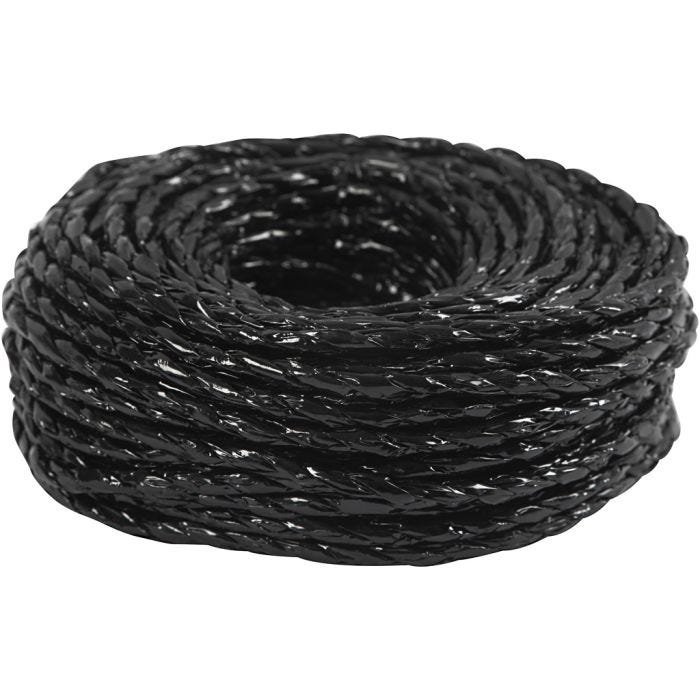 Ficelle de Papier, 3,5-4 mm, noir, 25m/ 1 rouleau