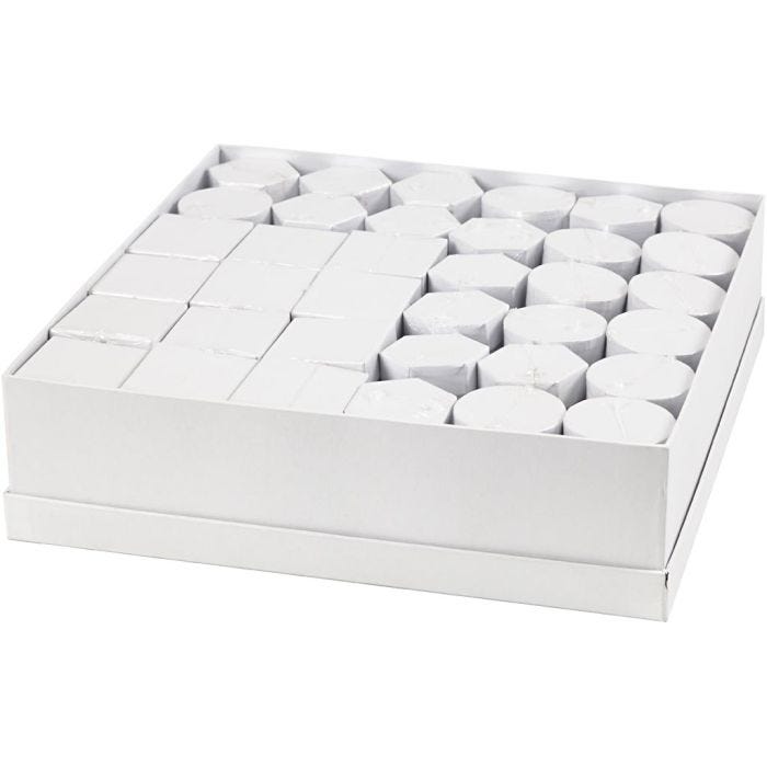 Boîtes, H : 7+9 cm, dim. 4,5+6 cm, blanc, 36 set/ 1 Pq.