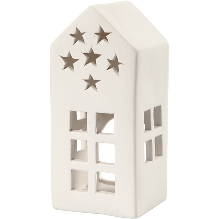 Bougeoir, H : 16 cm, dim. 7x7 cm, blanc, 8pièces/ 1 Pq.