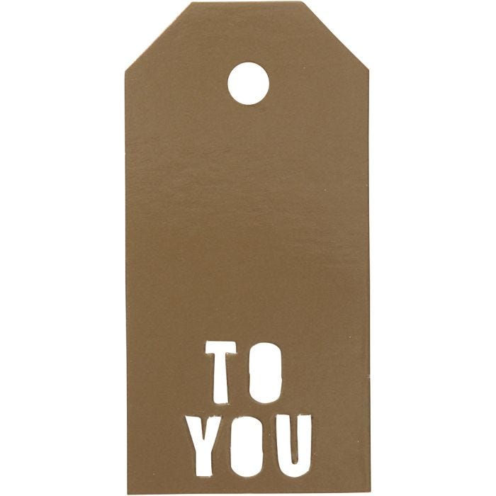 Étiquettes cadeau, TO YOU, dim. 5x10 cm, 300 gr, or, 15 pièces/ 1 Pq.