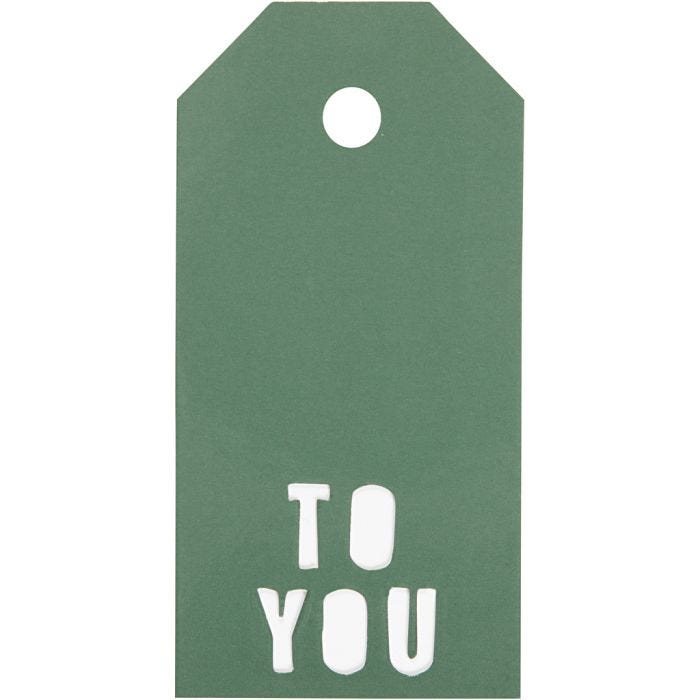 Étiquettes cadeau, TO YOU, dim. 5x10 cm, 300 gr, vert, 15 pièces/ 1 Pq.