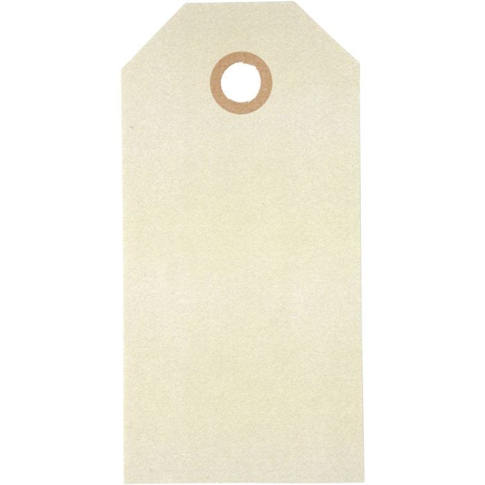Étiquettes en carton, dim. 5x10 cm, 250 gr, crème, 1000pièces/ 1 Pq.