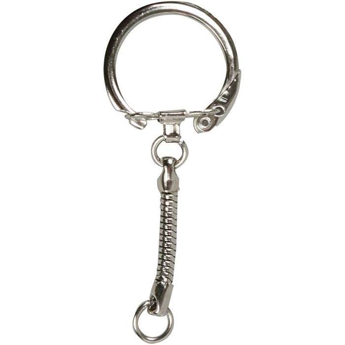 Porte-clés avec chaîne, L : 6 cm, d 2,3 cm, 25pièces/ 1 Pq.