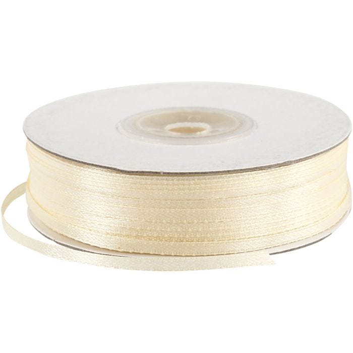 Ruban de satin, 3 mm, blanc cassé, 100m/ 1 rouleau