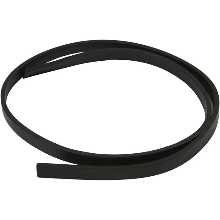 Ceinture Type Cuir, L : 10 mm, ép. 3 mm, noir, 1m/ 1 Pq.