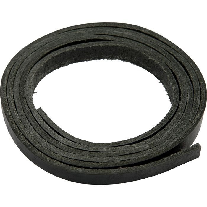 Bande de cuir, 10 mm, 3 mm, noir, 2m/ 1 Pq.
