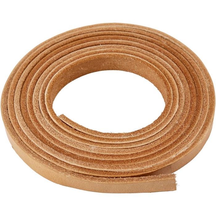 Bande de cuir, L : 10 mm, ép. 3 mm, naturel, 2m/ 1 Pq.