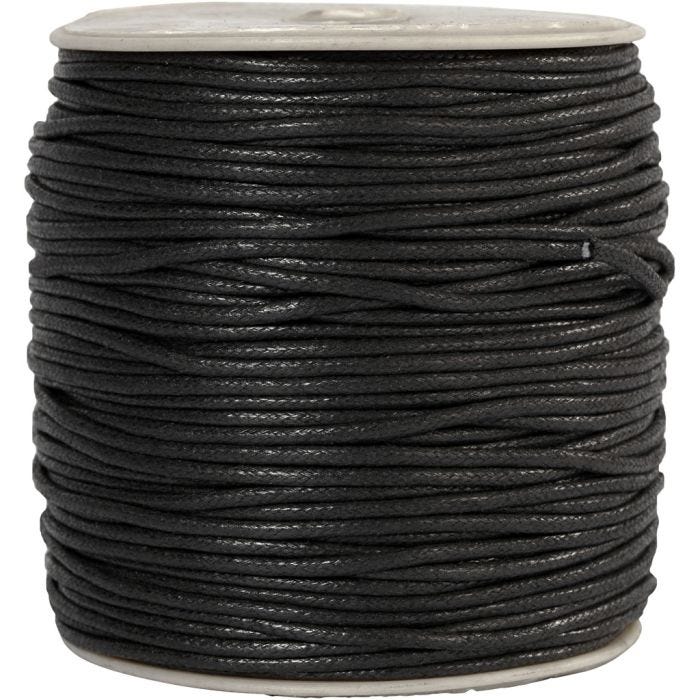 Ficelle de coton, 2 mm, noir, 100m/ 1 Pq.