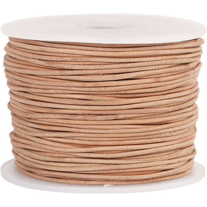 Cordon de cuir, 1 mm, beige, 50m/ 1 rouleau