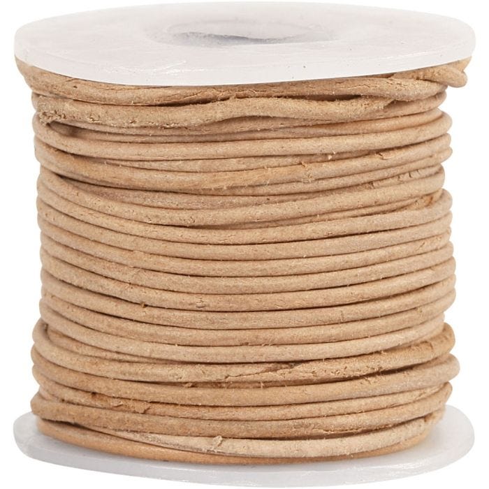 Cordon de cuir, 1 mm, naturel, 10m/ 1 rouleau