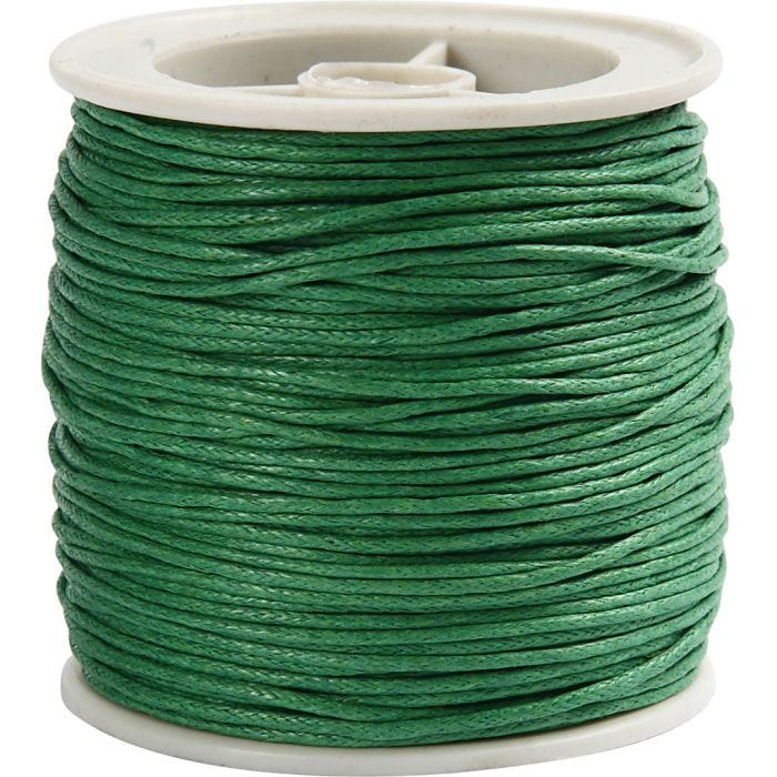 Ficelle de coton, 1 mm, vert, 40m/ 1 rouleau