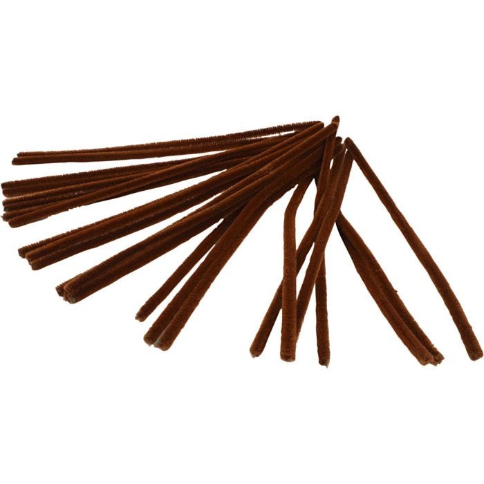 Fil chenille, L : 30 cm, ép. 9 mm, brun, 25pièces/ 1 Pq.