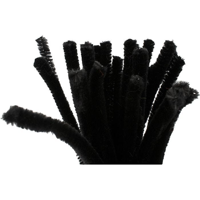 Fil chenille, 30 cm, 9 mm, noir, 25pièces/ 1 Pq.