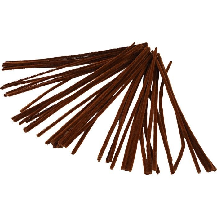 Fil chenille, 30 cm, 6 mm, brun, 50pièces/ 1 Pq.