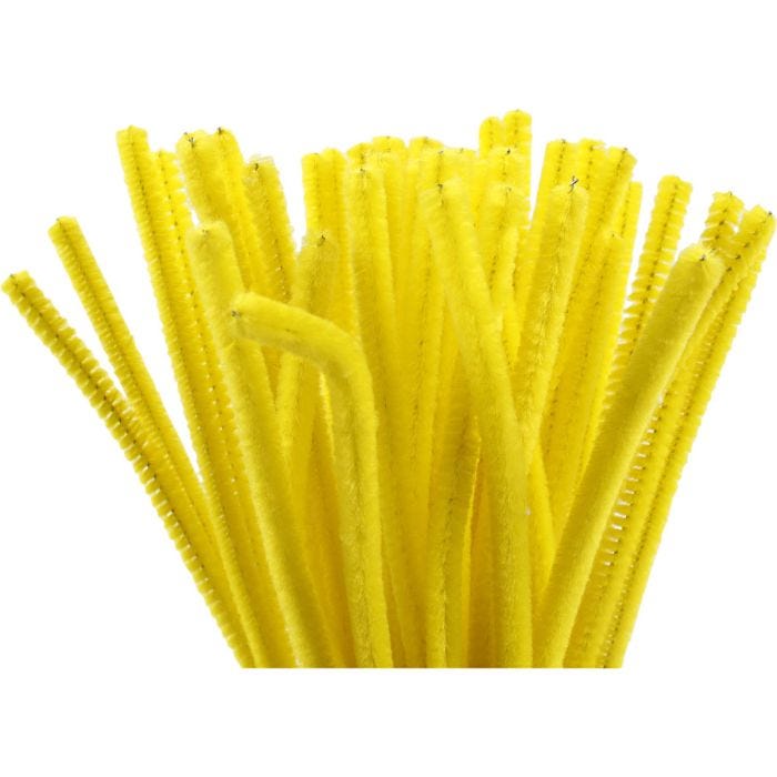 Fil chenille, 30 cm, 6 mm, jaune, 50pièces/ 1 Pq.