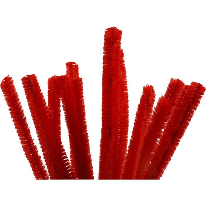 Fil chenille, 30 cm, 15 mm, rouge, 15pièces/ 1 Pq.