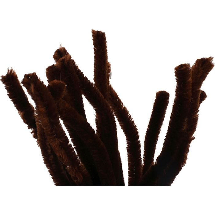 Fil chenille, 30 cm, 15 mm, brun, 15pièces/ 1 Pq.
