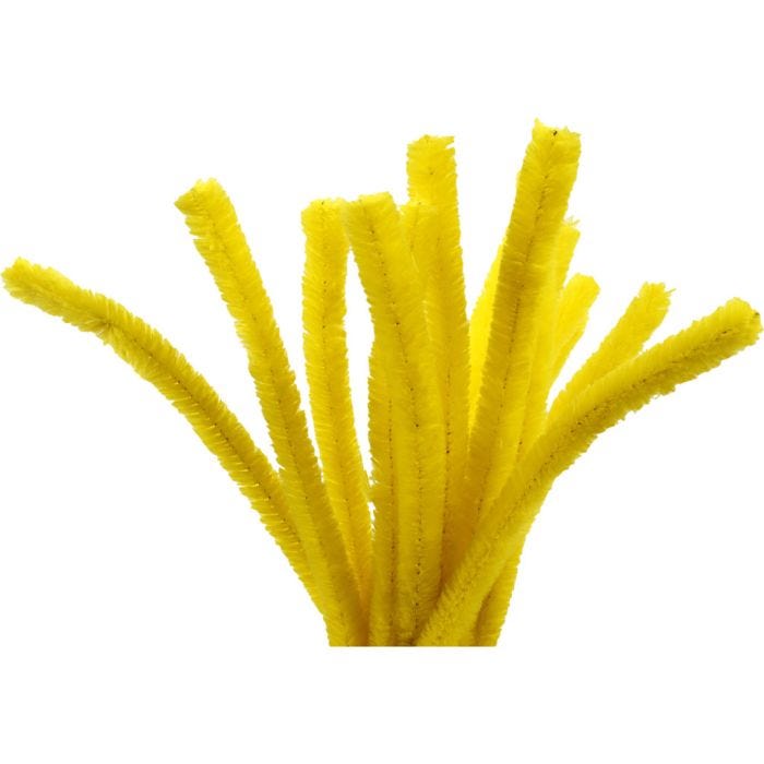 Fil chenille, 30 cm, 15 mm, jaune, 15pièces/ 1 Pq.