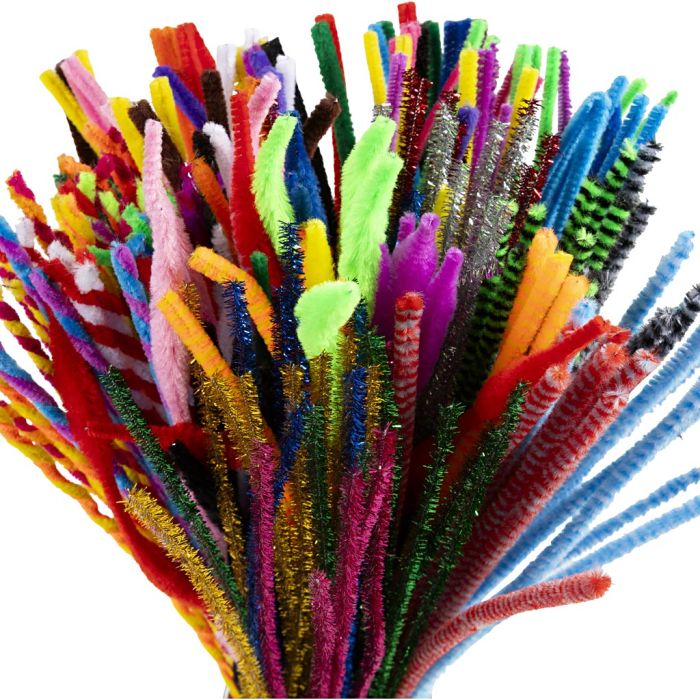 Fil chenille, L : 30,5 cm, ép. 4-6 mm, ass. de couleurs, 250 ass./ 1 Pq.