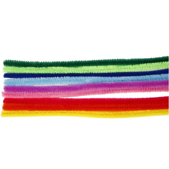 Fil chenille, 30 cm, 9 mm, ass. de couleurs, 25ass./ 1 Pq.