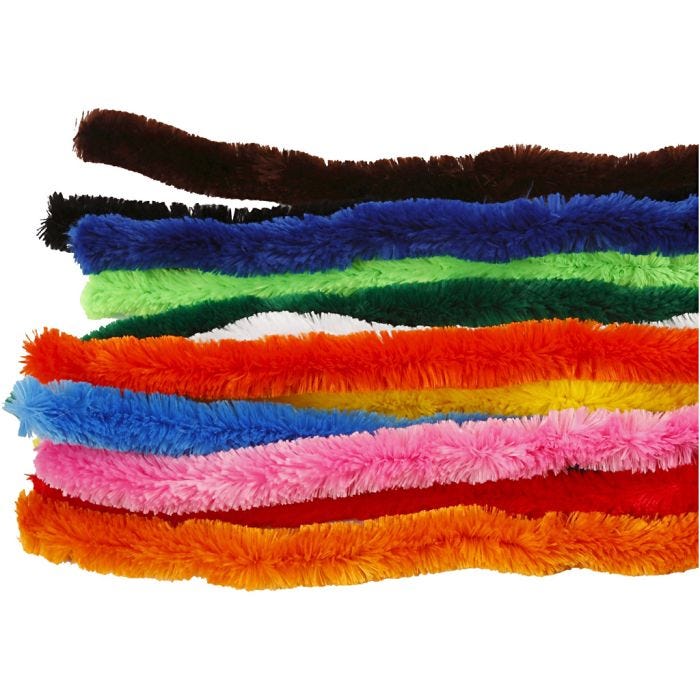 Fil chenille, grands, 45 cm, 25 mm, ass. de couleurs, 60ass./ 1 Pq.