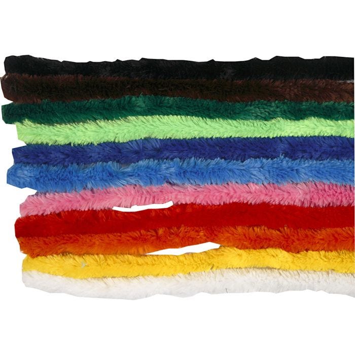 Fil chenille, 30 cm, 15 mm, ass. de couleurs, 200ass./ 1 Pq.