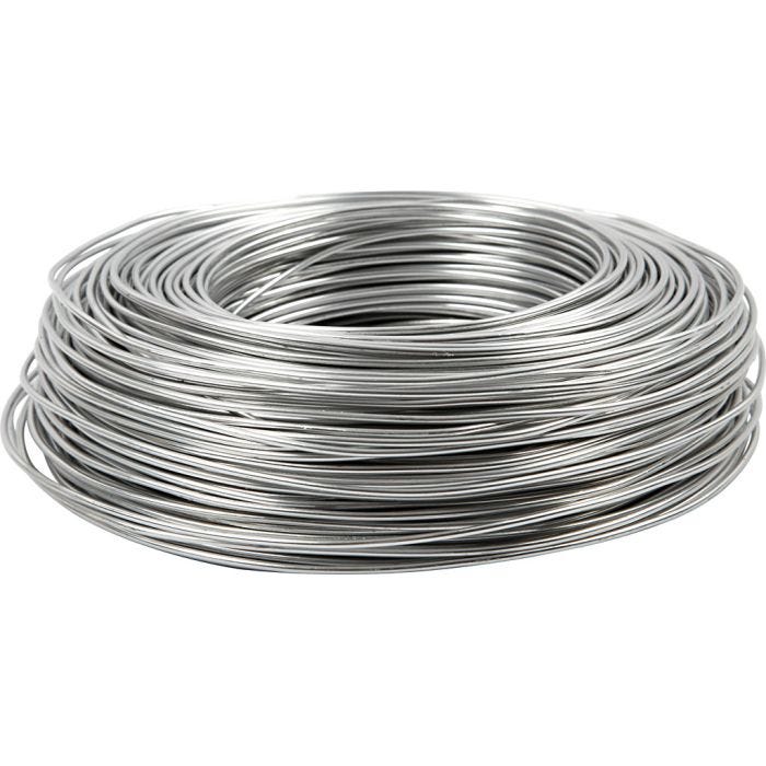 Fil d'aluminium, rond, ép. 2 mm, argent, 100 m/ 1 rouleau