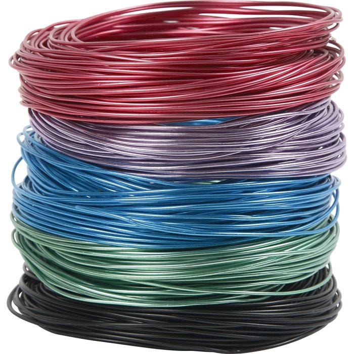 Fil d'aluminium, 1,5 mm, ass. de couleurs, 5x20m/ 1 Pq.