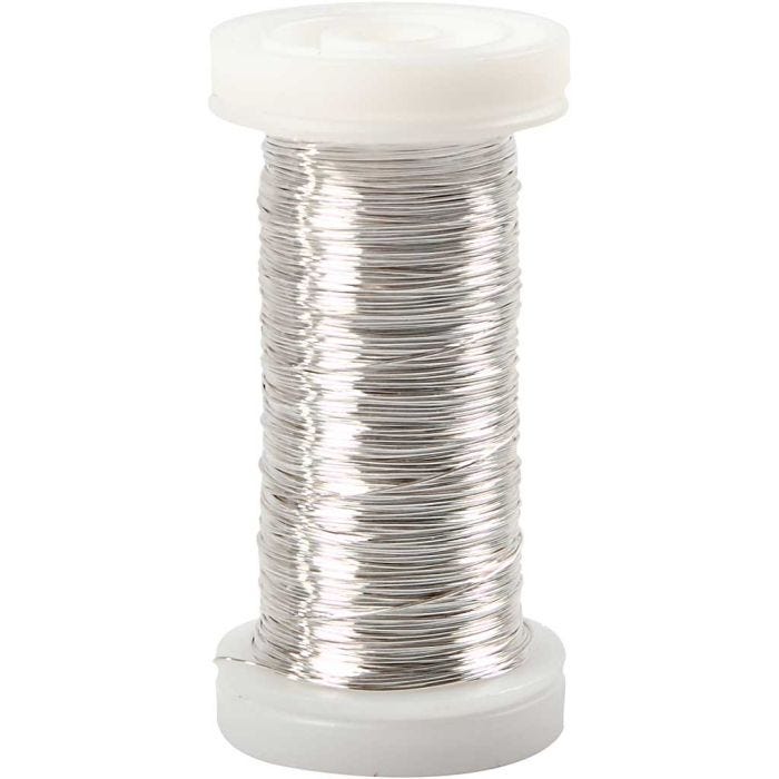 Fil argenté, ép. 0,3 mm, argenté, 50 gr, 100m/ 1 rouleau