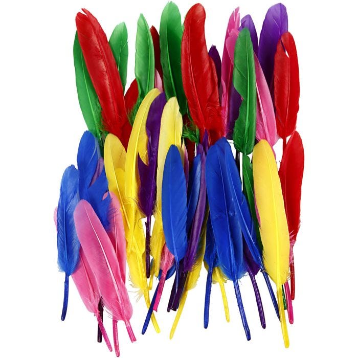 Plumes, 13 cm, ass. de couleurs, 48pièces/ 1 Pq.