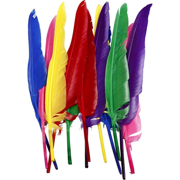 Plumes, 27 cm, ass. de couleurs, 12pièces/ 1 Pq.