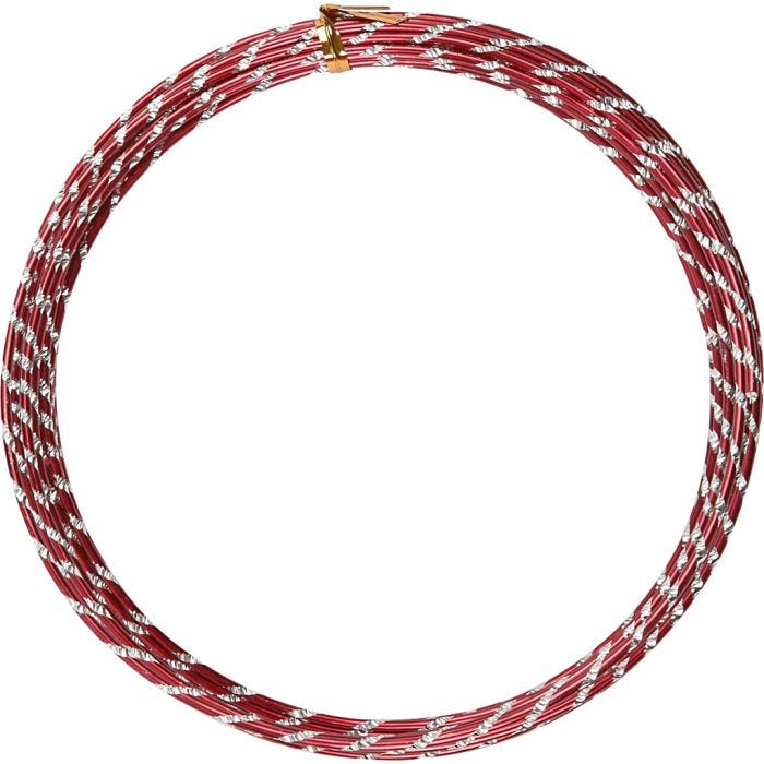 Fil d'aluminium, diamond-cut, ép. 2 mm, rouge, 7 m/ 1 rouleau