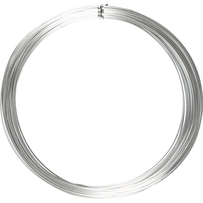 Fil d'aluminium, rond, ép. 1 mm, argent, 16 m/ 1 rouleau