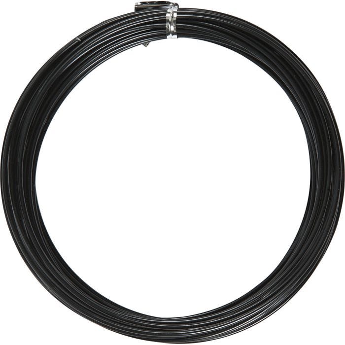 Fil d'aluminium, rond, 2 mm, noir, 10m/ 1 rouleau
