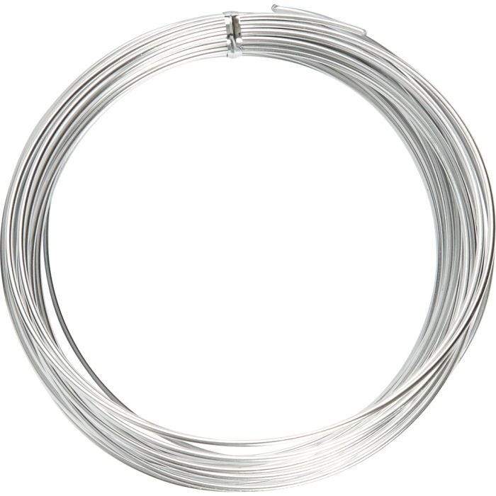 Fil d'aluminium, rond, 2 mm, argent, 10m/ 1 rouleau