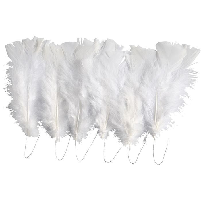 Plumes, 11-17 cm, blanc, 18boule/ 1 Pq.