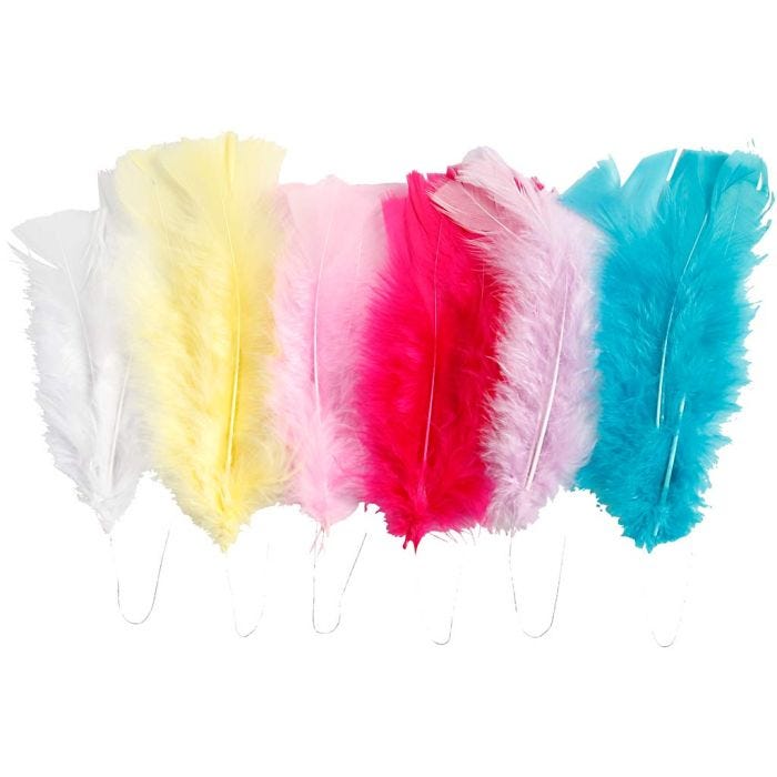Plumes, 11-17 cm, ass. de couleurs, 18boule/ 1 Pq.